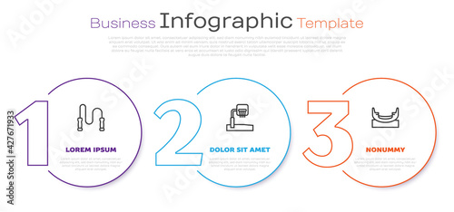 Set line Jump rope, Basketball backboard and Boat swing. Business infographic template. Vector