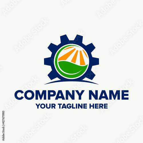 organic gear logo design vector
