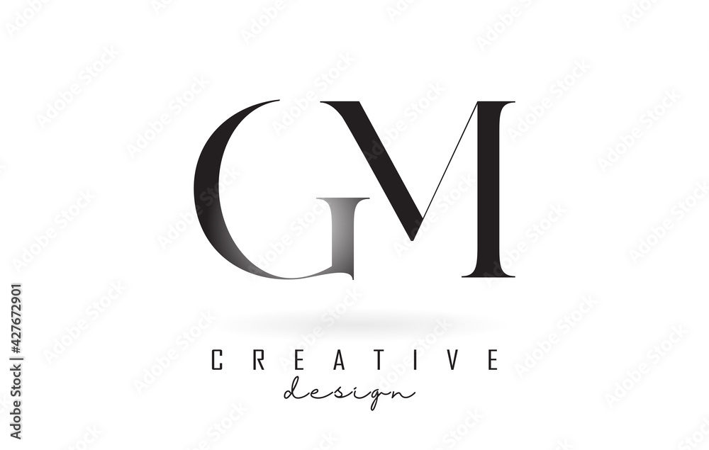 GM g m letter design logo logotype concept with serif font and elegant  style vector illustration. Stock Vector