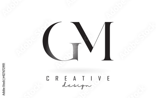 GM g m letter design logo logotype concept with serif font and elegant style vector illustration.