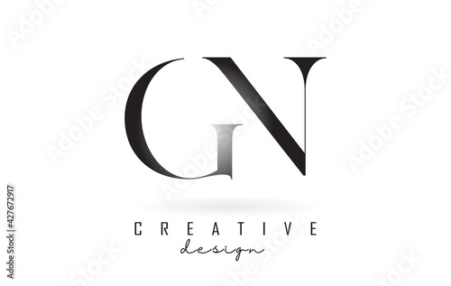 GN g n letter design logo logotype concept with serif font and elegant style vector illustration.
