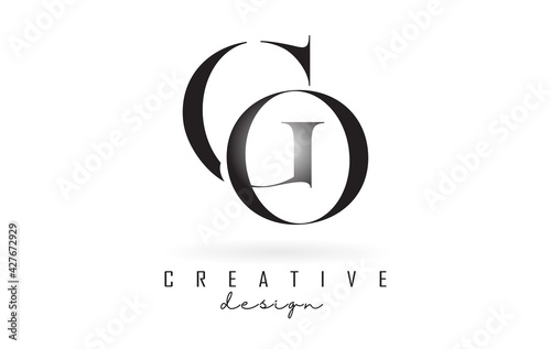 GO g o letter design logo logotype concept with serif font and elegant style vector illustration.