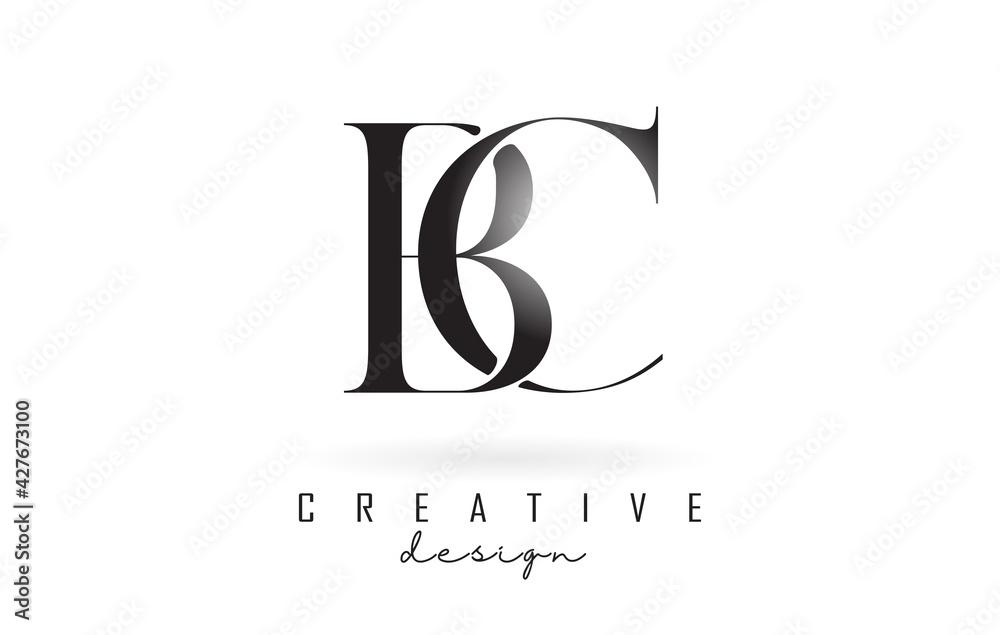 BC b c letter design logo logotype concept with serif font and elegant ...