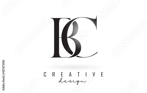 BC b c letter design logo logotype concept with serif font and elegant style vector illustration.