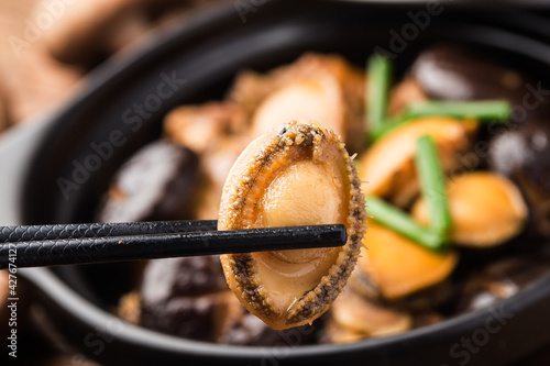 The secret abalone chicken pot, chicken delicious, abalone fresh, photo