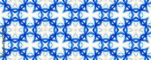 Blue Japanese Tie-Dye Watercolor Seamless Pattern. Floral Geometric Male Summer Pattern. Grunge Paint Brush Oriental Teal. Geometric Hand Painted Textile Design. Watercolor Brush Paint.