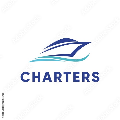  yacht charter boat logo design vector