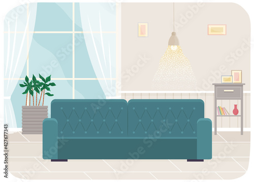 Flat design interior. Planning and arrangement of furniture in apartment. Living room. Home lifestyle. Style house