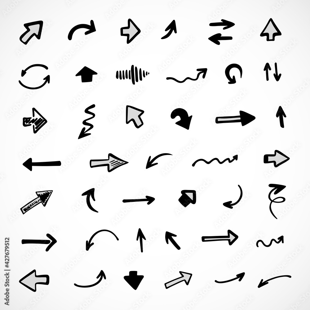 Vector set of hand-drawn arrows, elements for presentation Vector set of hand-drawn arrows, elements for presentation