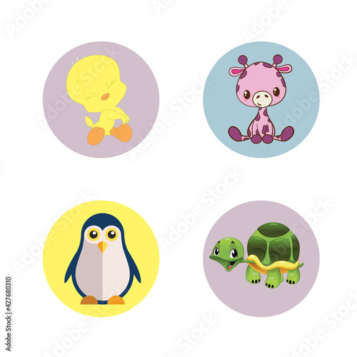 set of cartoon animals