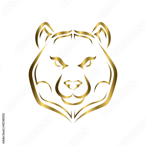 gold line art of bear head. Good use for symbol, mascot, icon, avatar, tattoo, T Shirt design, logo or any design you want.