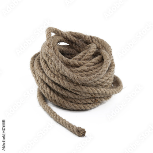 Jute rope skein isolated on white background