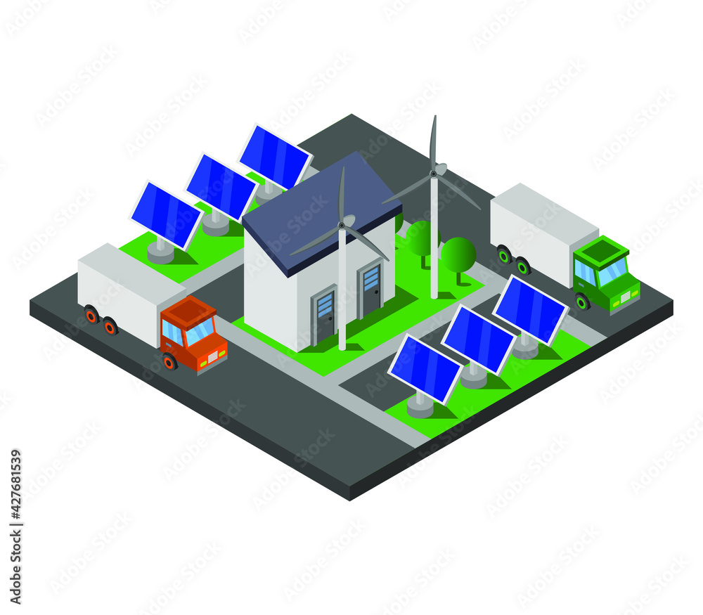 Isometric solar panel Isometric solar panel