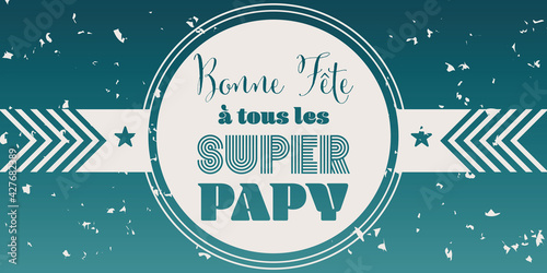 Blue french Happy Fathers day design - Festive sleek Banner
