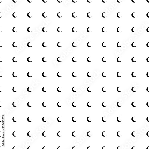 Square seamless background pattern from geometric shapes. The pattern is evenly filled with black moon symbols. Vector illustration on white background