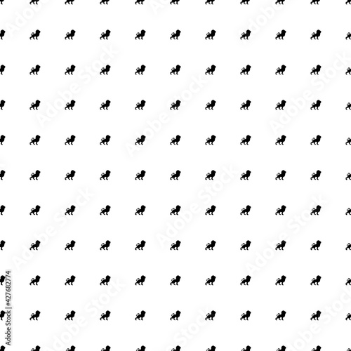 Square seamless background pattern from geometric shapes. The pattern is evenly filled with black lion symbols. Vector illustration on white background