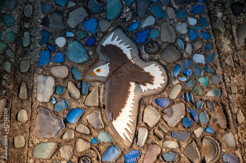 Mosaic of an eagle at Bainbridge Island museum of arts