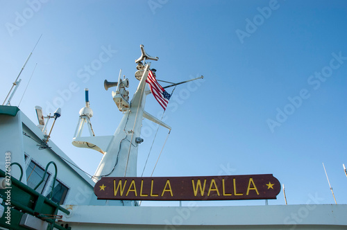 Washington state ferry Walla Walla with flag
