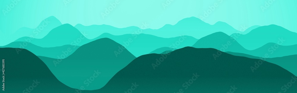 beautiful light blue hills slopes at the time of sun to set digitally made texture background illustration