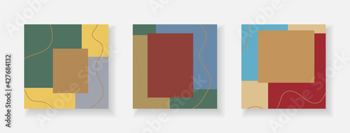 A set of abstract covers in the style of impressionism, modern web design. Vector collage for cards in pastel shades.