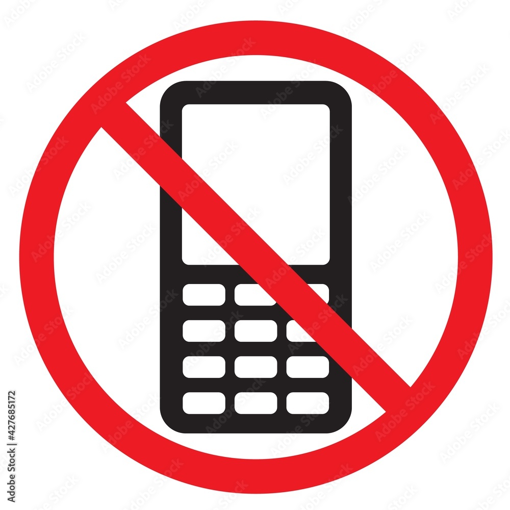 Telephone warning stop sign icon. Push button phone turn off. Vector ...