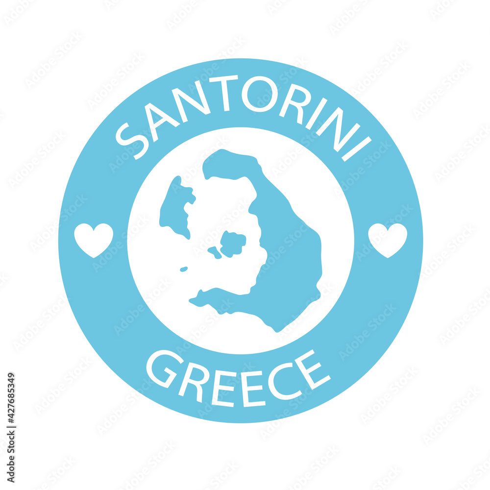 Santorini stamp with map icon- vector illustration