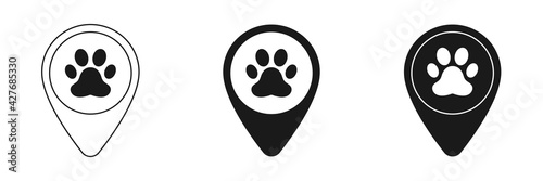 Animal paw icons set. Location vector icon. Website design and development, application development. Illustration