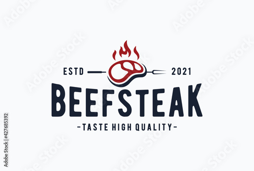 beef steak logo design.