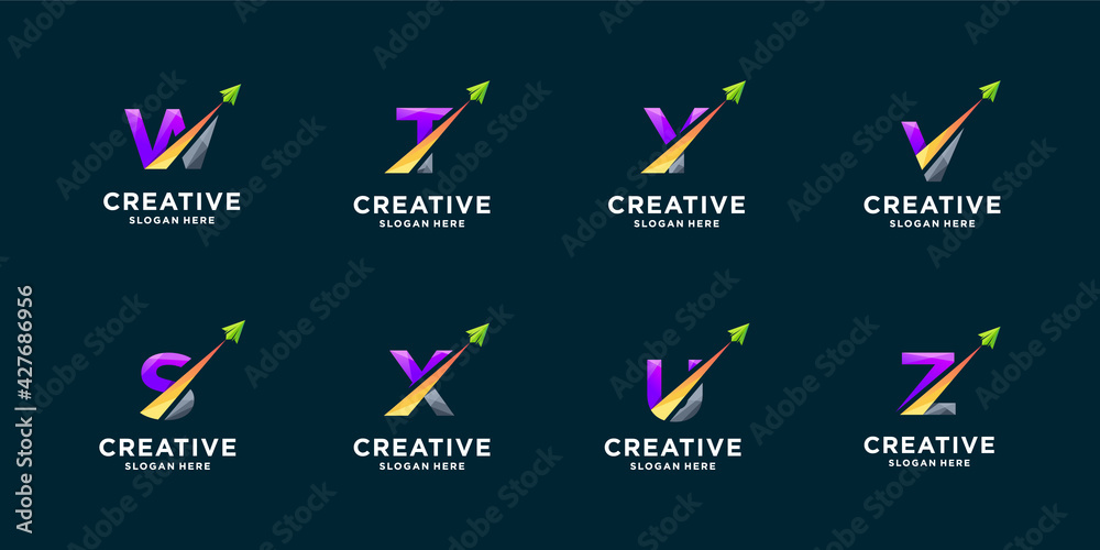 Set of gradient letter and arrow logo design inspiration Stock Vector ...