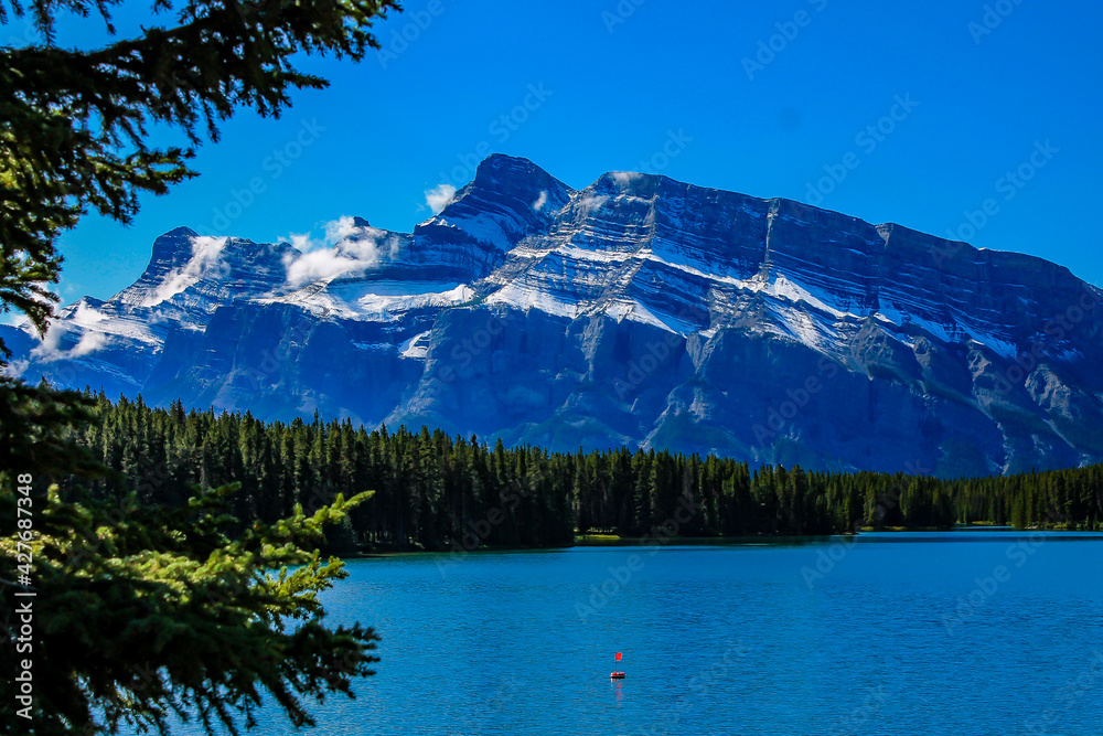 Summer time at Two Jack's Lake. Banff National Park, Alberta, Canada