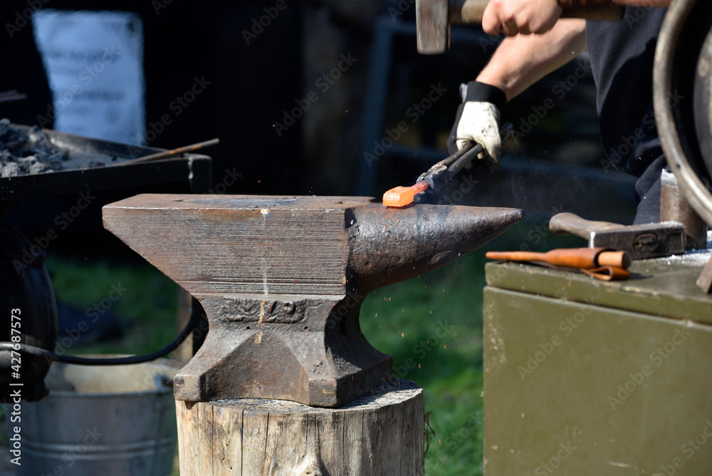 forging damascus steel by hand on the anvil forging damascus steel by hand on the anvil
