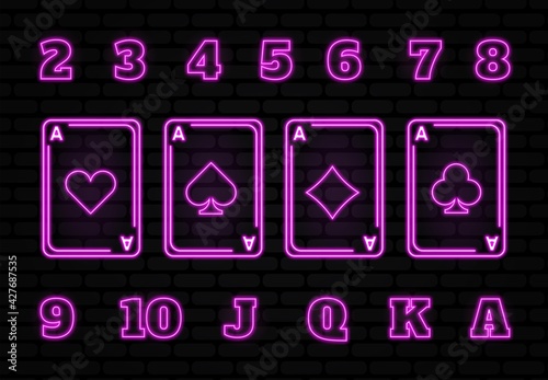 Photography Casino neon collection vector icons set