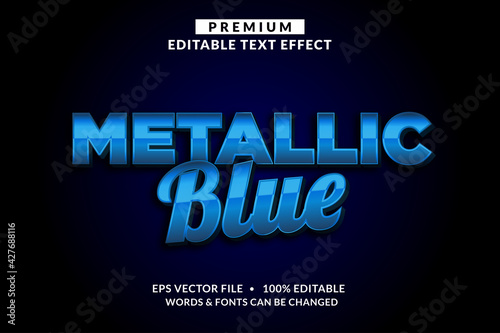 Metallic Blue Premium Editable Text Effect Font style