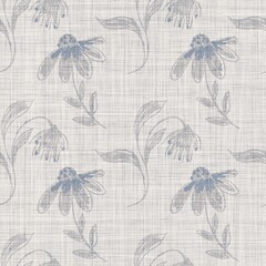 Handdoek met foto Landelijke stijl patronen Provence bloemen linnen blauwgrijs  © Limolida Studio