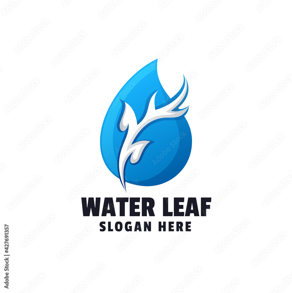 Water Leaf Gradient Logo Template Water Leaf Gradient Logo Template