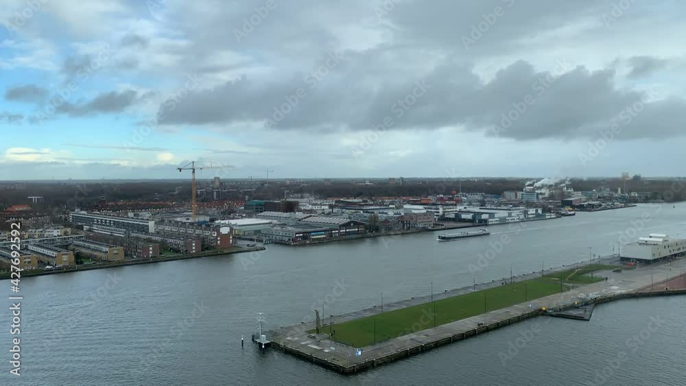 Time-lapse city, boats, river, and clouds Time-lapse city, boats, river, and clouds