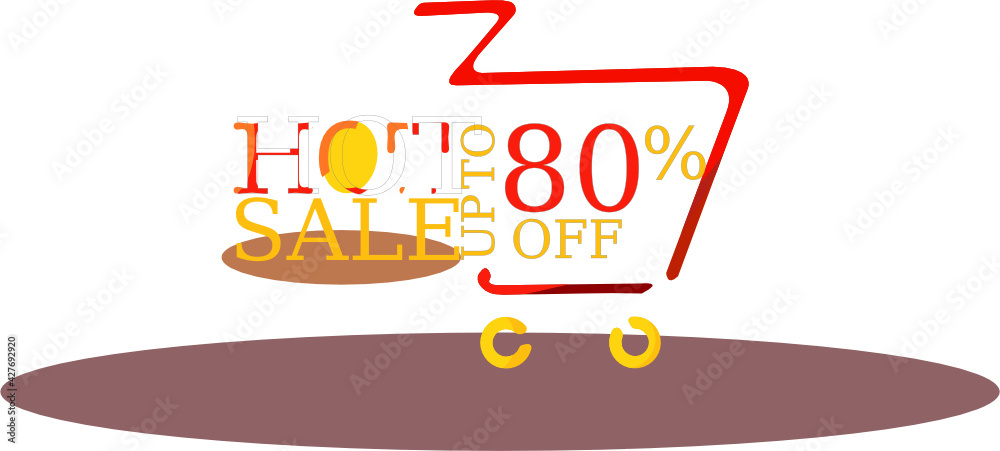 Naklejka premium discount and sale advertise design with word and cart symbol with white background
