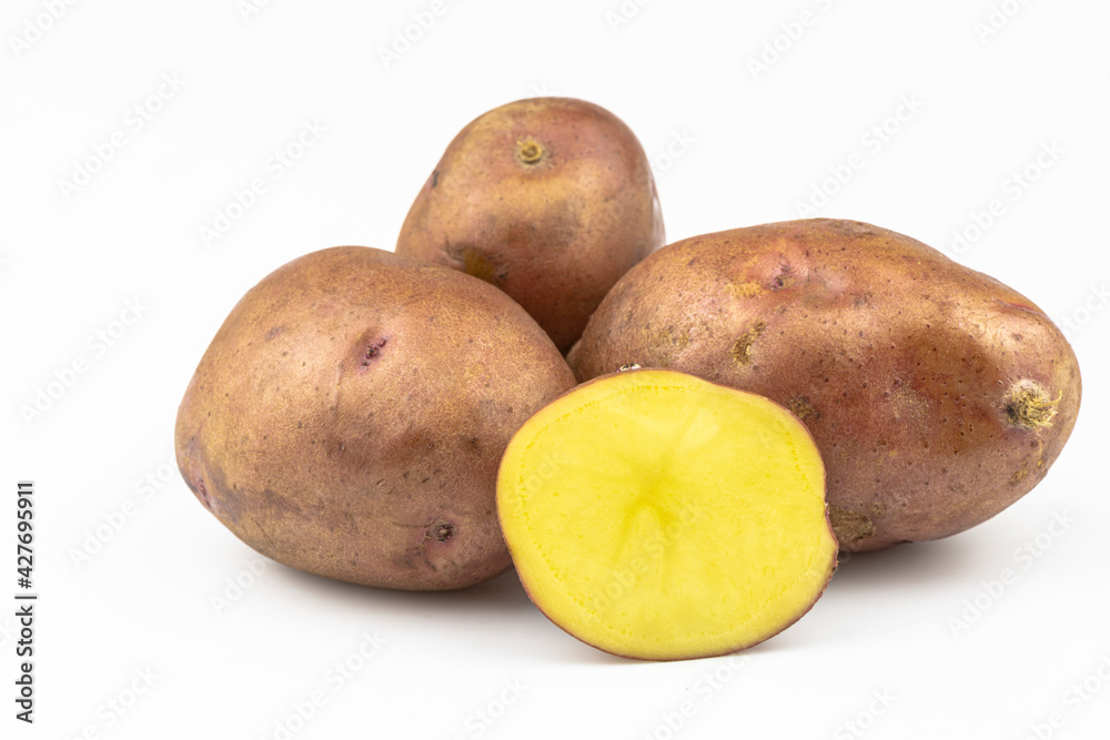 Potato by close up isolated on a white background. Potato by close up isolated on a white background.
