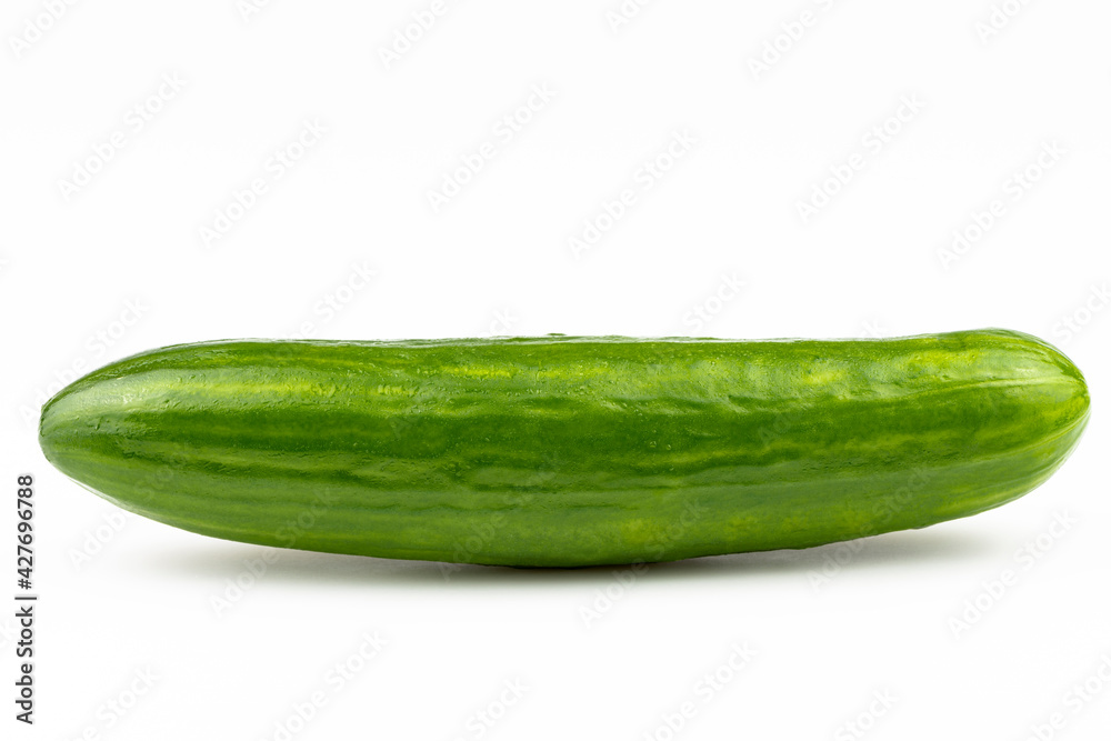 A large cucumber is isolated on a white background. A large cucumber is isolated on a white background.