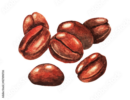 Coffee beans, watercolor