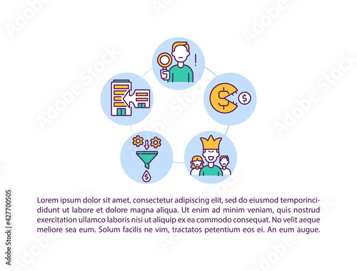 Supervision of mergers and acquisitions concept line icons with text. PPT page vector template with copy space. Brochure, magazine, newsletter design element. Business linear illustrations on white