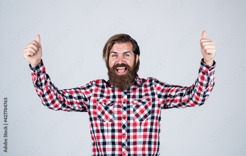 happy handsome bearded guy with unshaven face and stylish hairdo wear casual clothes, hairdresser happy handsome bearded guy with unshaven face and stylish hairdo wear casual clothes, hairdresser