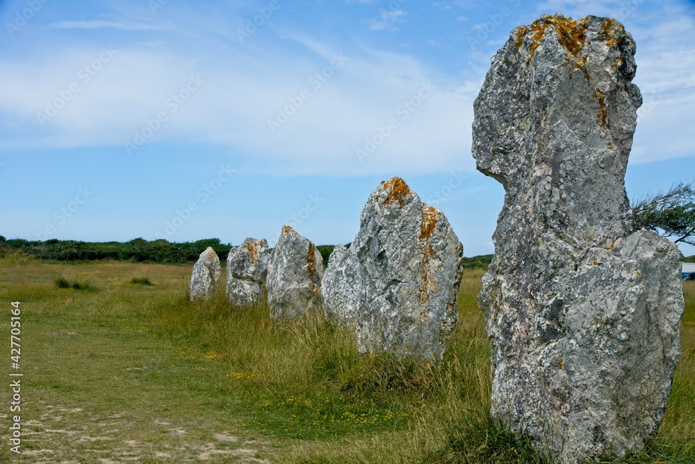 Menhir stone rows of Lagatjar near Camaret-sur-Mer in Bretagne France Menhir stone rows of Lagatjar near Camaret-sur-Mer in Bretagne France