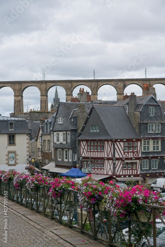 Morlaix France - 28 June 2017 - Street scene in the city of Morlaix in Bretagne France