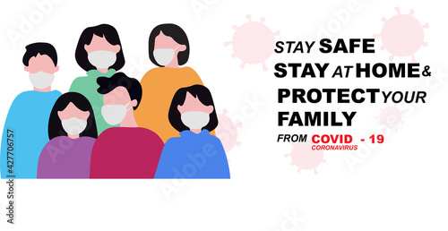 Coronavirus in China. Novel coronavirus, people in white medical face mask. Concept set of coronavirus quarantine illustration.