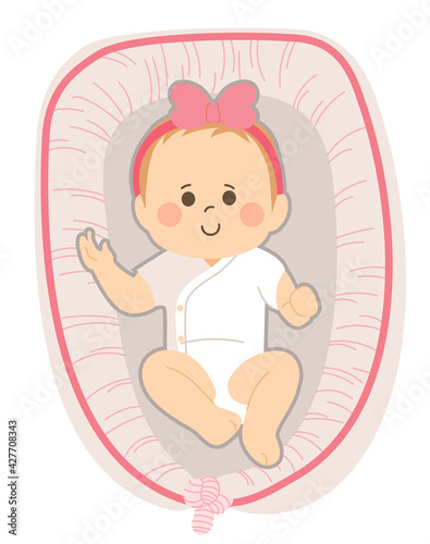 Cute happy baby girl lying ...