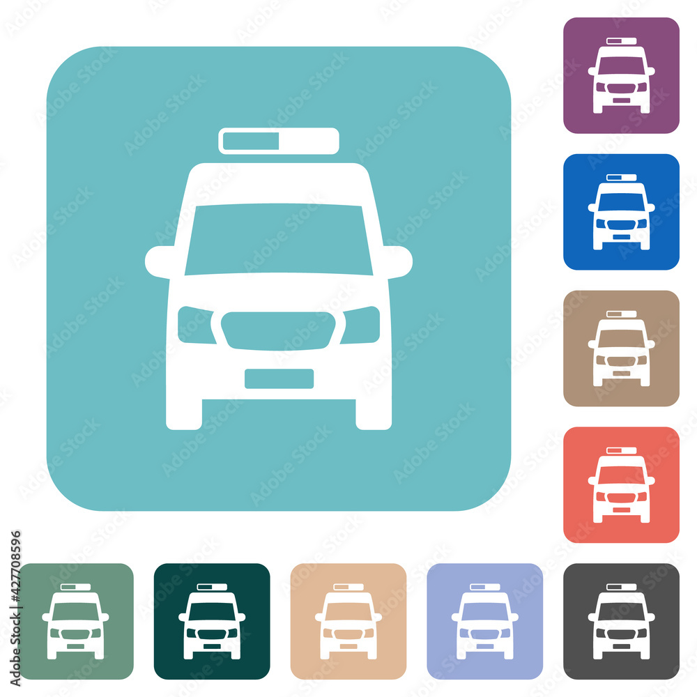Ambulance car front view rounded square flat icons Ambulance car front view rounded square flat icons