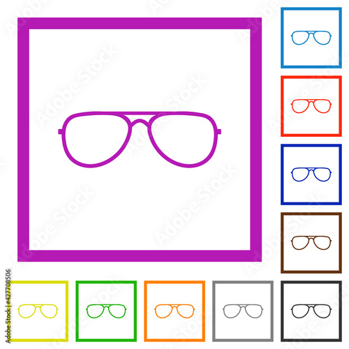 Glasses flat framed icons