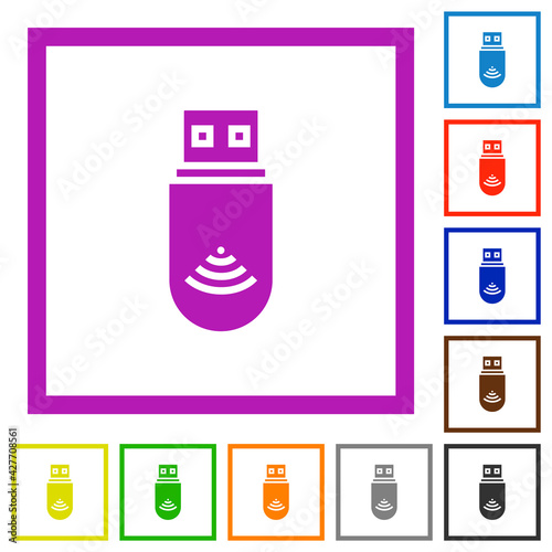 USB wifi dongle flat framed icons