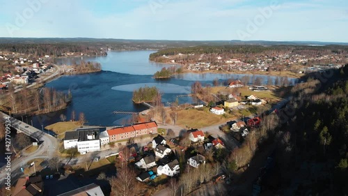 Quiet And Beautiful Province of Bengtsfors, Dalsland, In Sweden - Aerial Shot photo